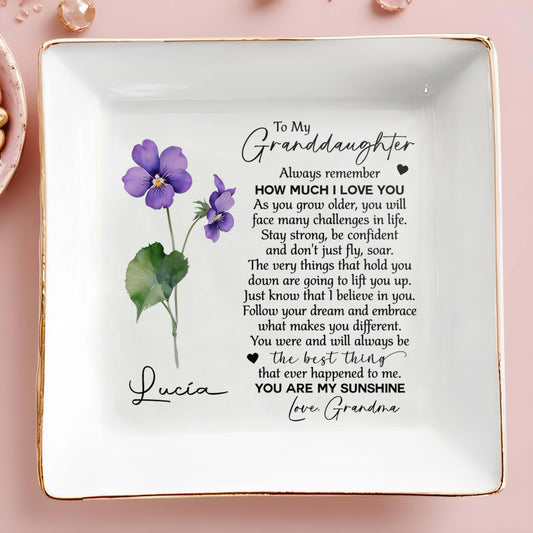 To My Granddaughter, Stay Strong - Personalized Custom Jewelry Dish - FM031_SCRD