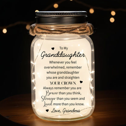 Remember Whose Granddaughter You Are - Personalized Custom Mason Jar Light - FM032_JARL