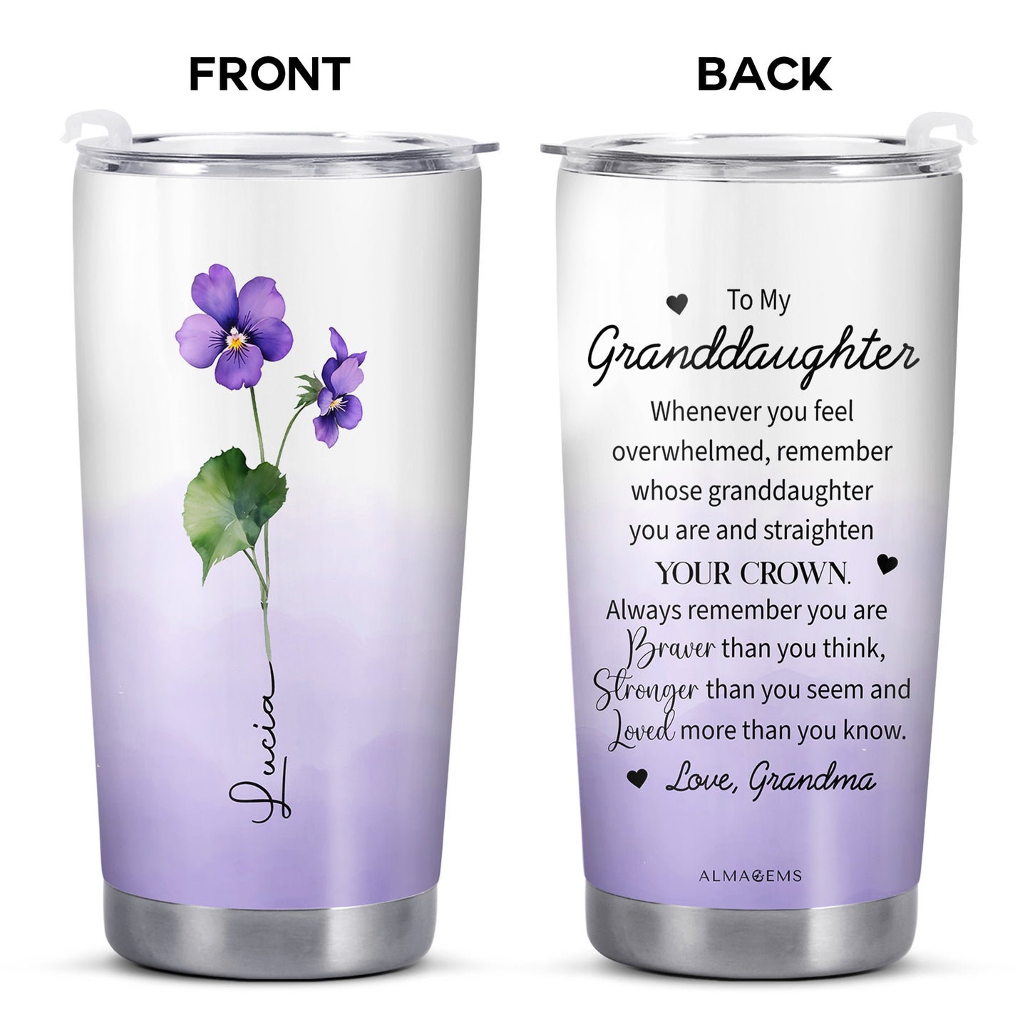 To My Granddaughter - Personalized Custom Stainless Steel Tumbler 20oz 30oz - FM032_TB