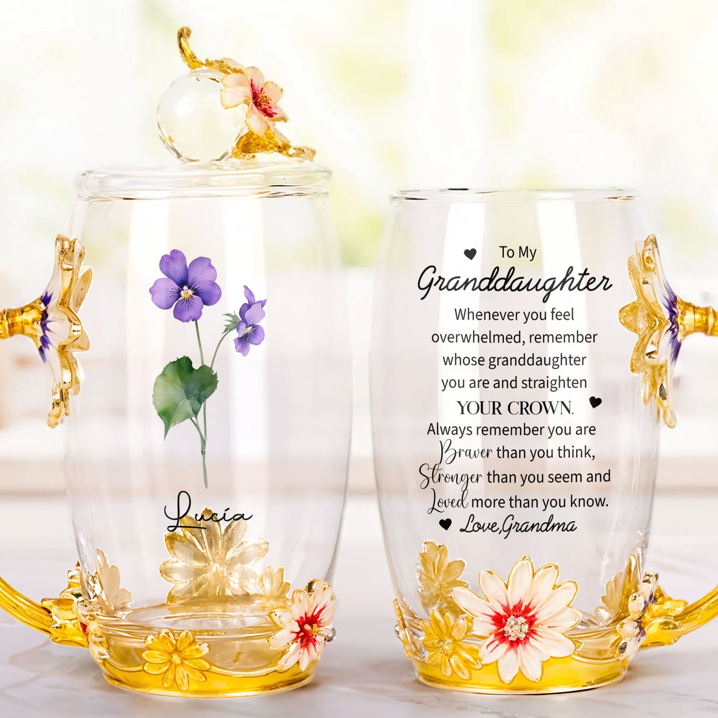 To My Granddaughter, Whenever You Feel Overwhelmed, Remember Whose Granddaughter You Are, Flowers and Crown