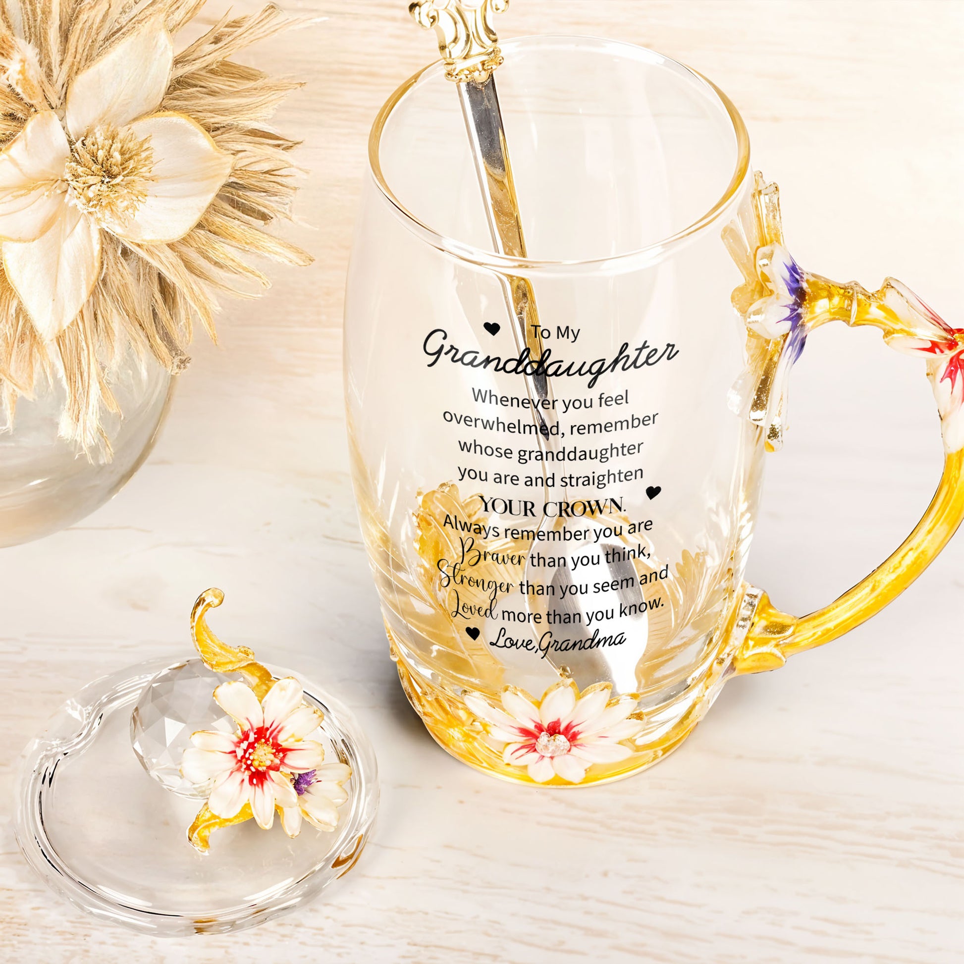 To My Granddaughter, Whenever You Feel Overwhelmed, Remember Whose Granddaughter You Are, Flowers and Crown