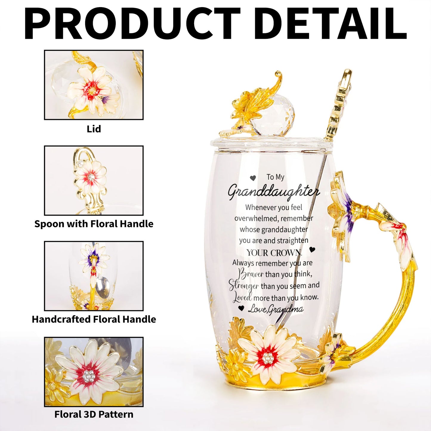 To My Granddaughter, Whenever You Feel Overwhelmed, Remember Whose Granddaughter You Are, Flowers and Crown