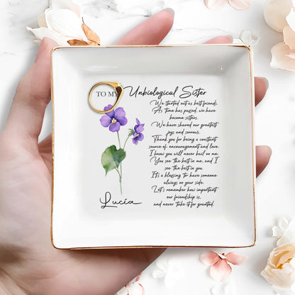 To My Unbiological Sister - Personalized Custom Jewelry Dish - FM035_SCRD