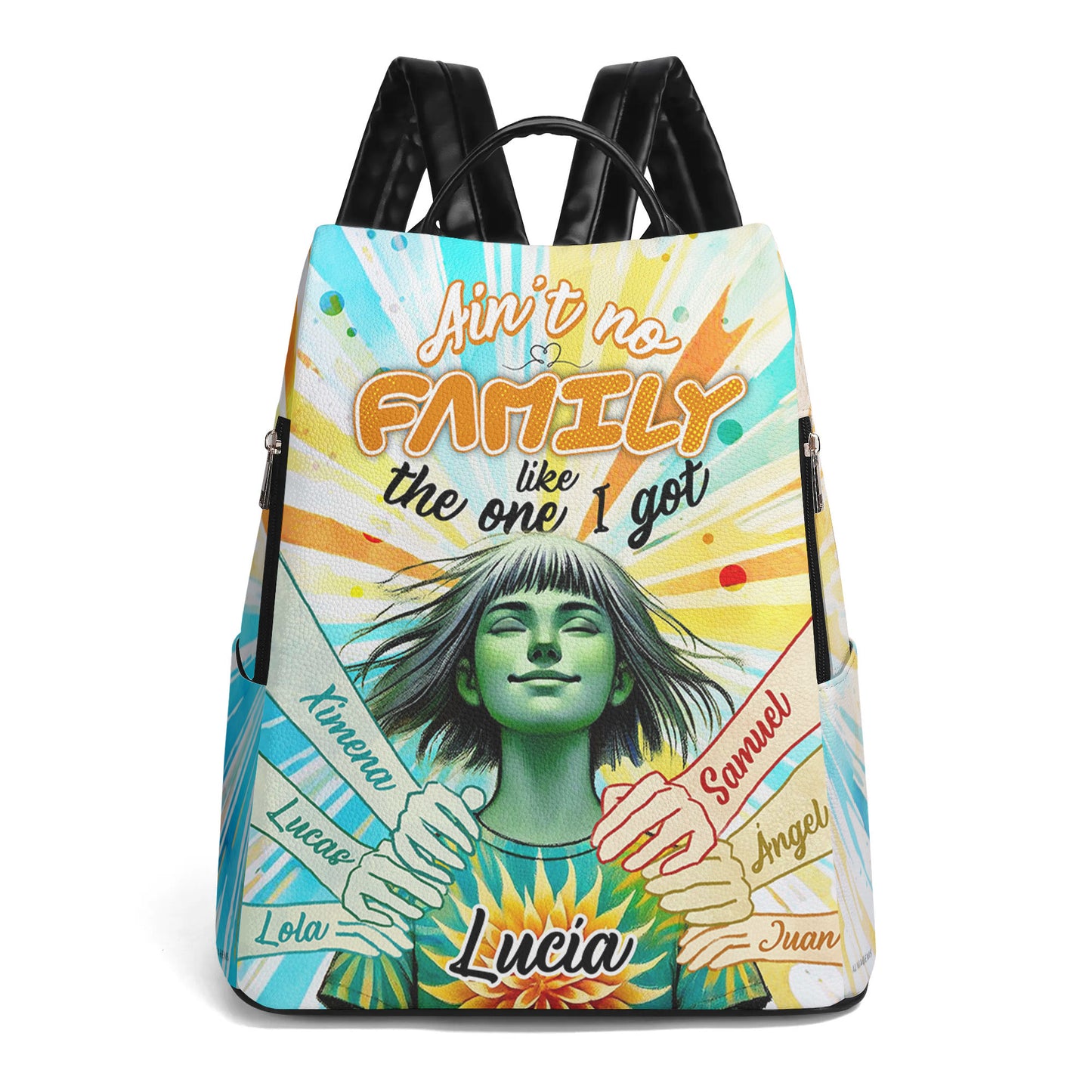 Ain't No Family Like The One I Got - Personalized Custom Leather BackPack - FM039_BP