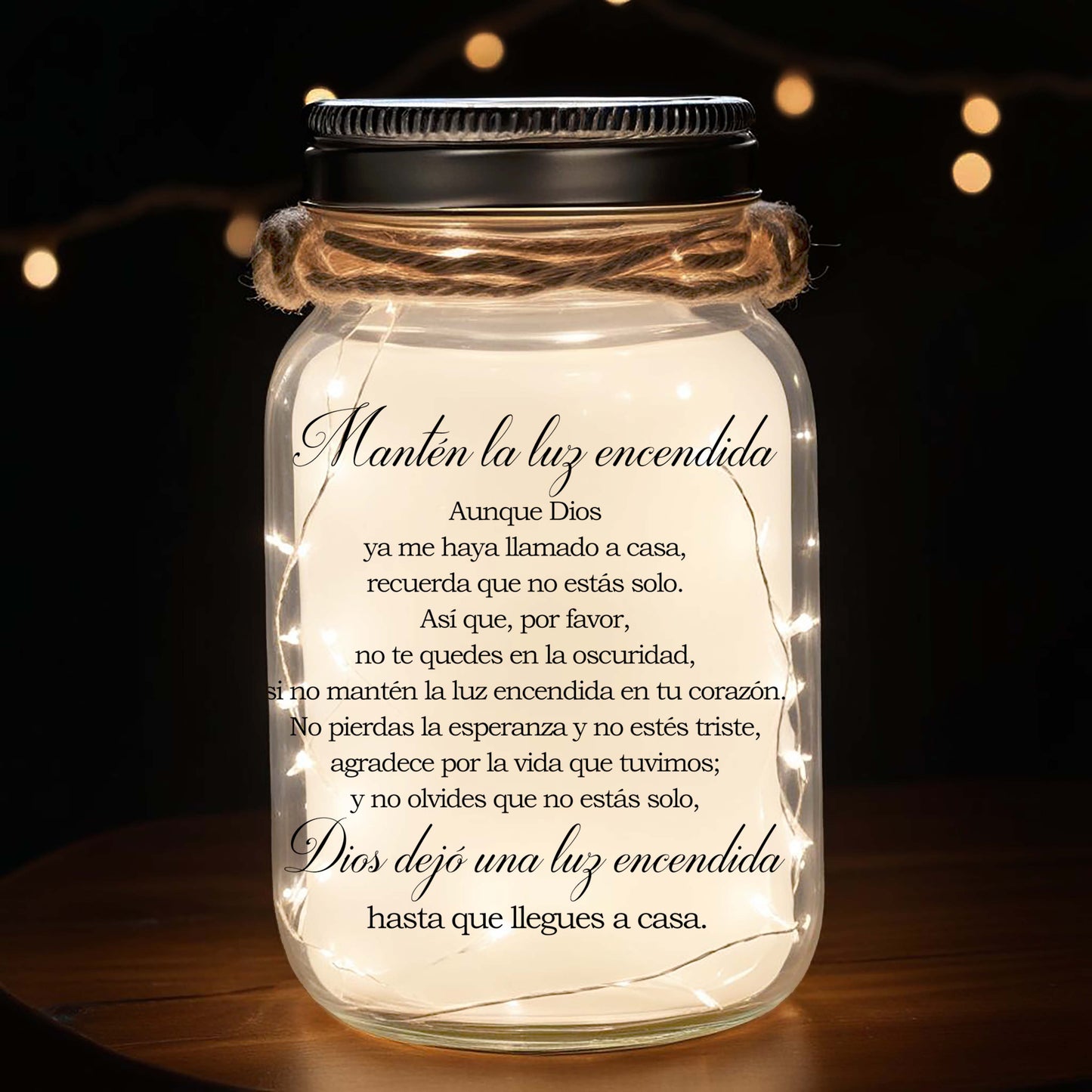 Mantén La Luz Encendida - Personalized Custom Mason Jar Light - FM040_JARL