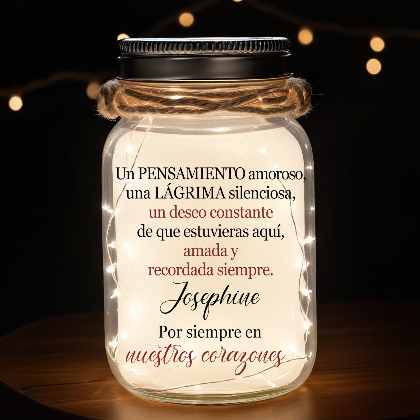 Un Pensamiento Amoroso - Personalized Custom Mason Jar Light - FM042_JARL