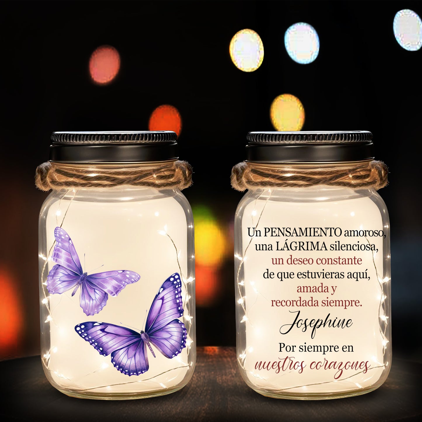 Un Pensamiento Amoroso - Personalized Custom Mason Jar Light - FM042_JARL