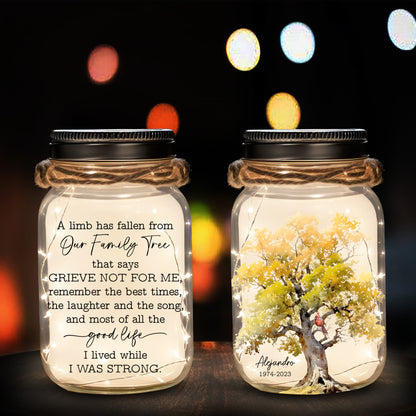 A Limb Has Fallen From Our Family Tree - Personalized Custom Mason Jar Light - FM043_JARL