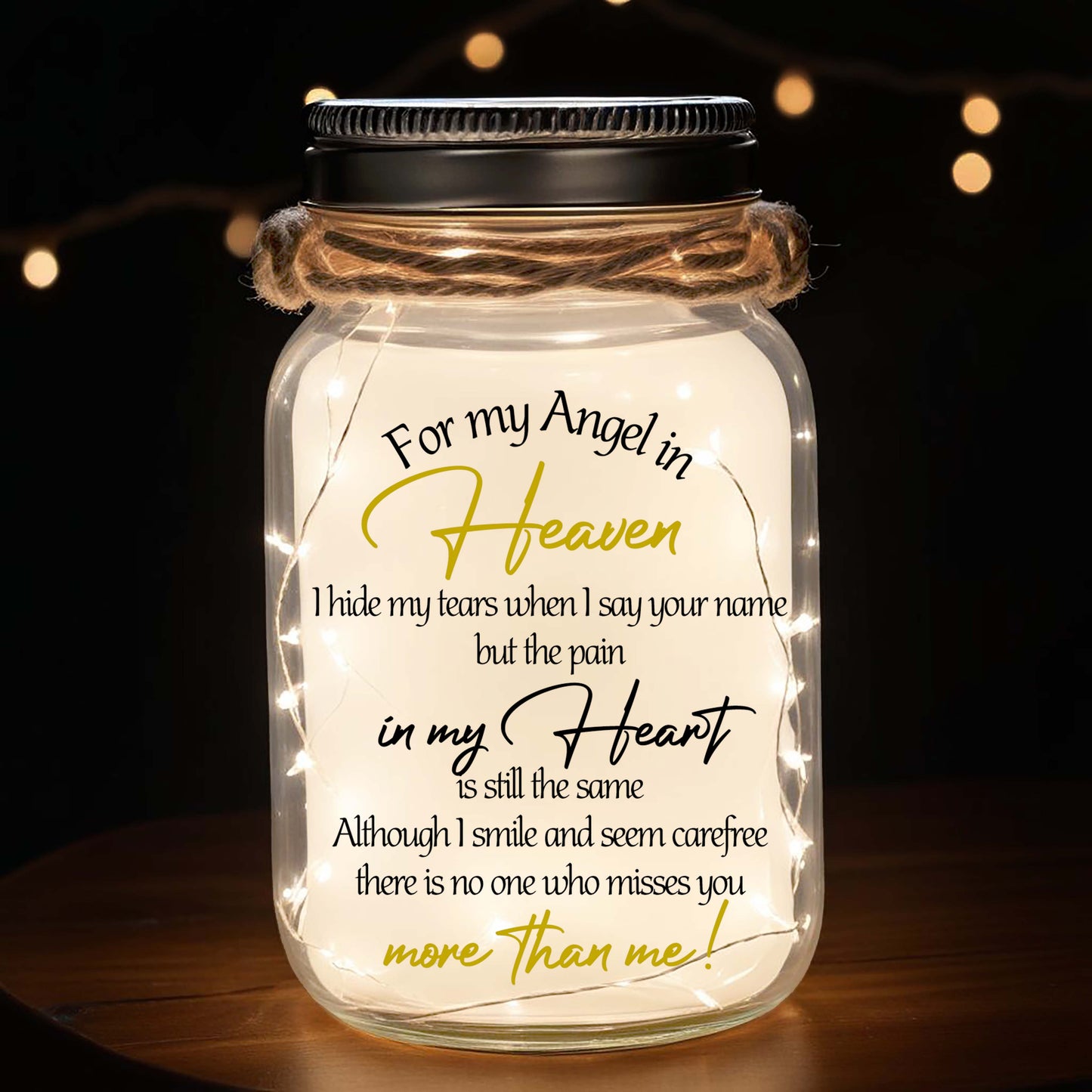 For My Angel In Heaven - Personalized Custom Mason Jar Light - FM045_JARL