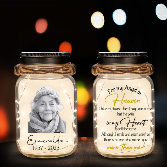 For My Angel In Heaven - Personalized Custom Mason Jar Light - FM045_JARL