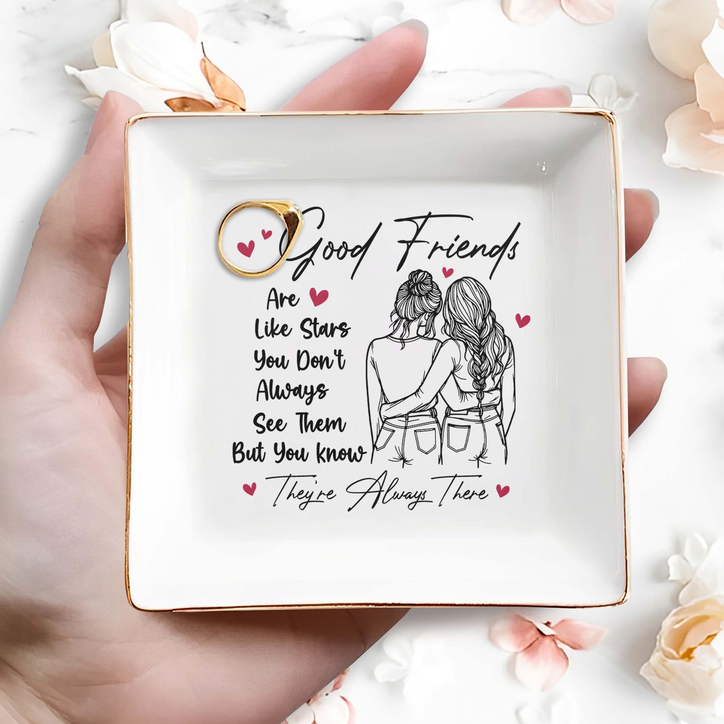 Good Friends Are Like Stars - Personalized Custom Jewelry Dish - FM057_SCRD