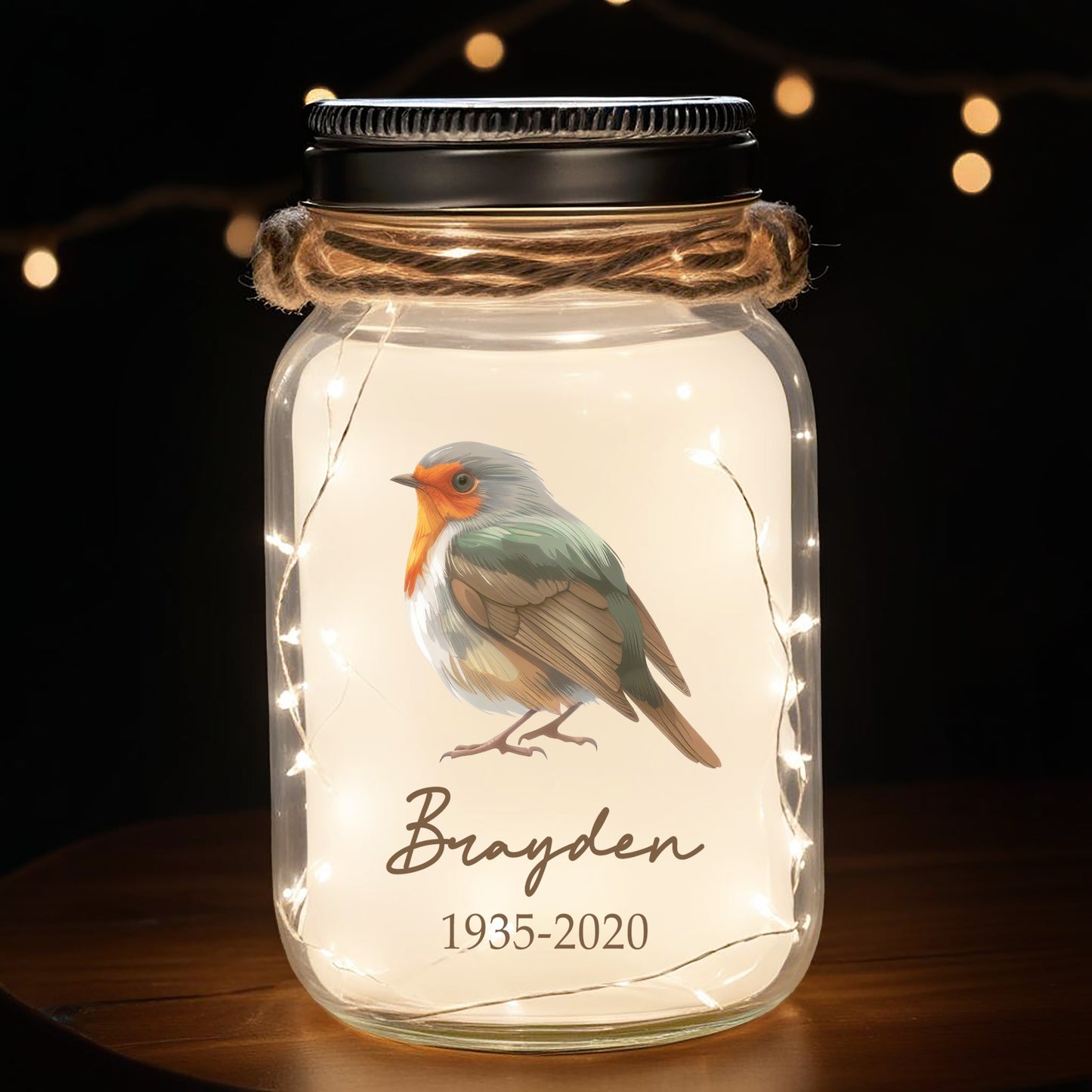 Robins Appear When Loved Ones Are Near - Personalized Custom Mason Jar Light - FM062_JARL