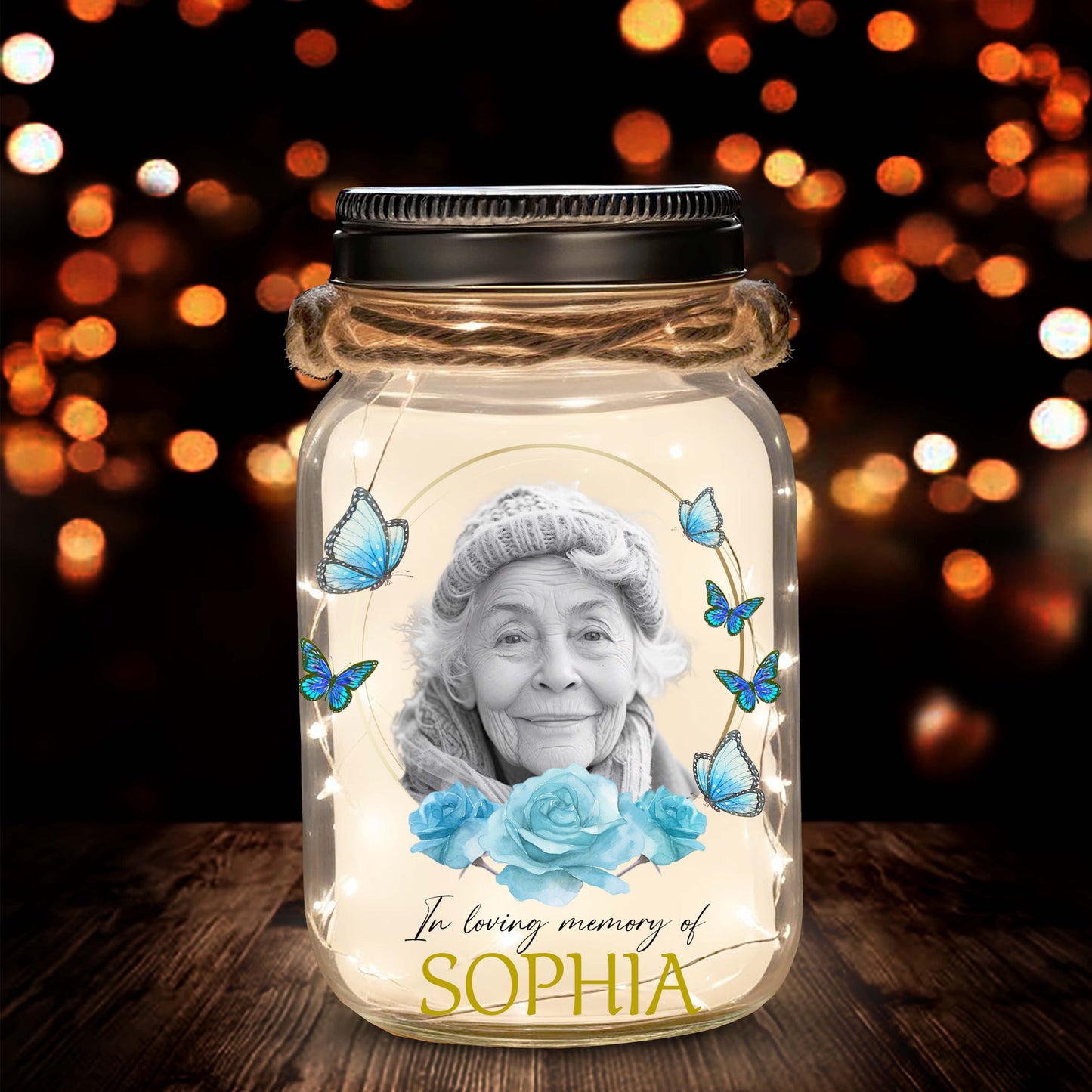 In Loving Memory - Personalized Custom Mason Jar Light - FM063_JARL