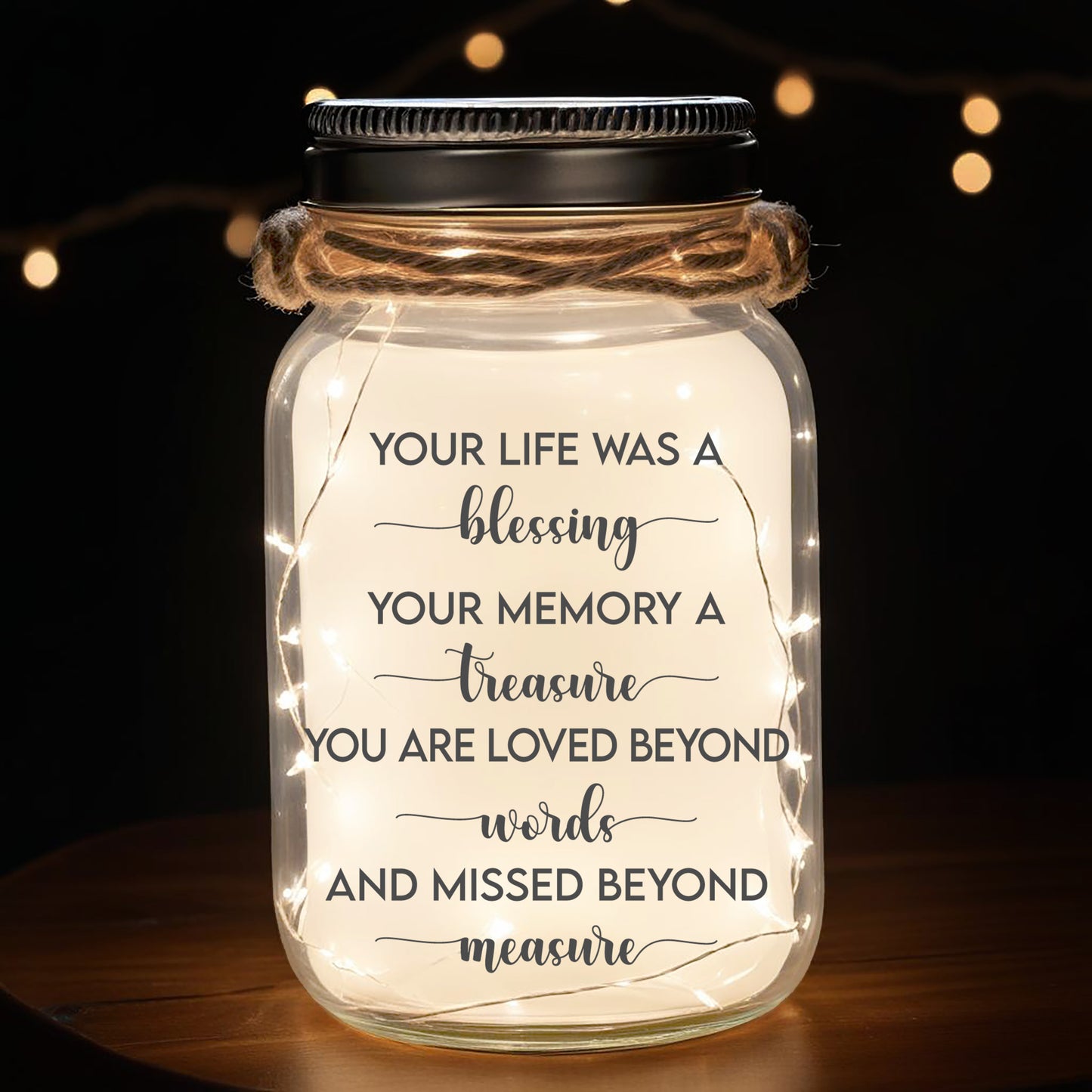 Your Life Was A Blessing - Personalized Custom Mason Jar Light - FM065_JARL