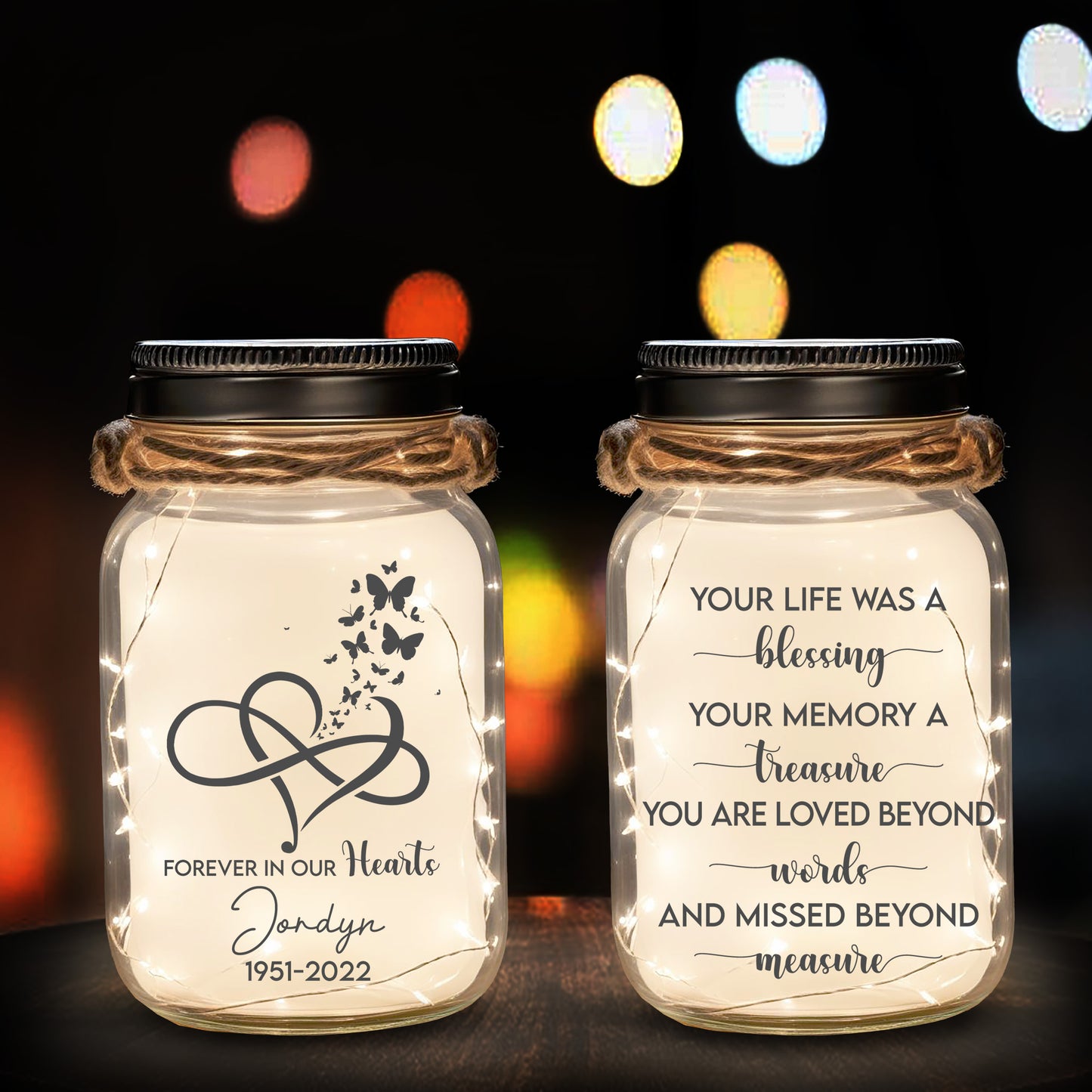 Your Life Was A Blessing - Personalized Custom Mason Jar Light - FM065_JARL