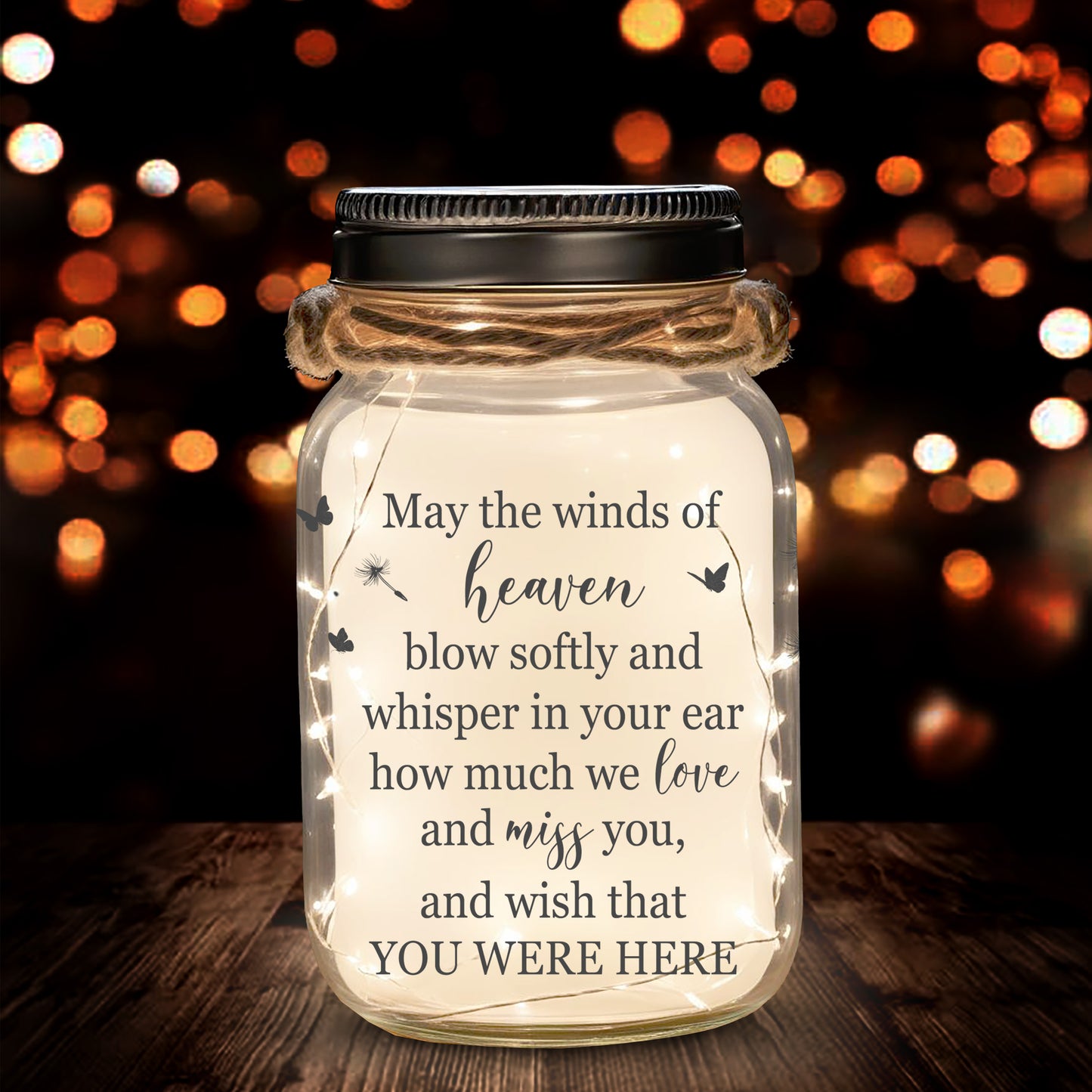 May The Winds Of Heaven - Personalized Custom Mason Jar Light - FM068_JARL