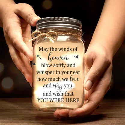 May The Winds Of Heaven - Personalized Custom Mason Jar Light - FM068_JARL