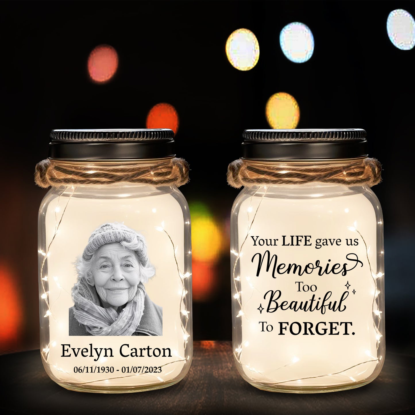 Your Life Gave Us Memories Too Beautiful To Forget - Personalized Custom Mason Jar Light - FM069_JARL