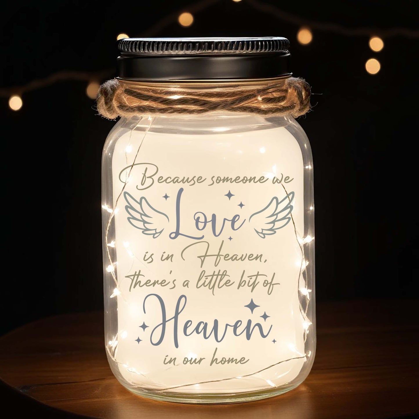 Love is in Heaven - Personalized Custom Mason Jar Light - FM070_JARL