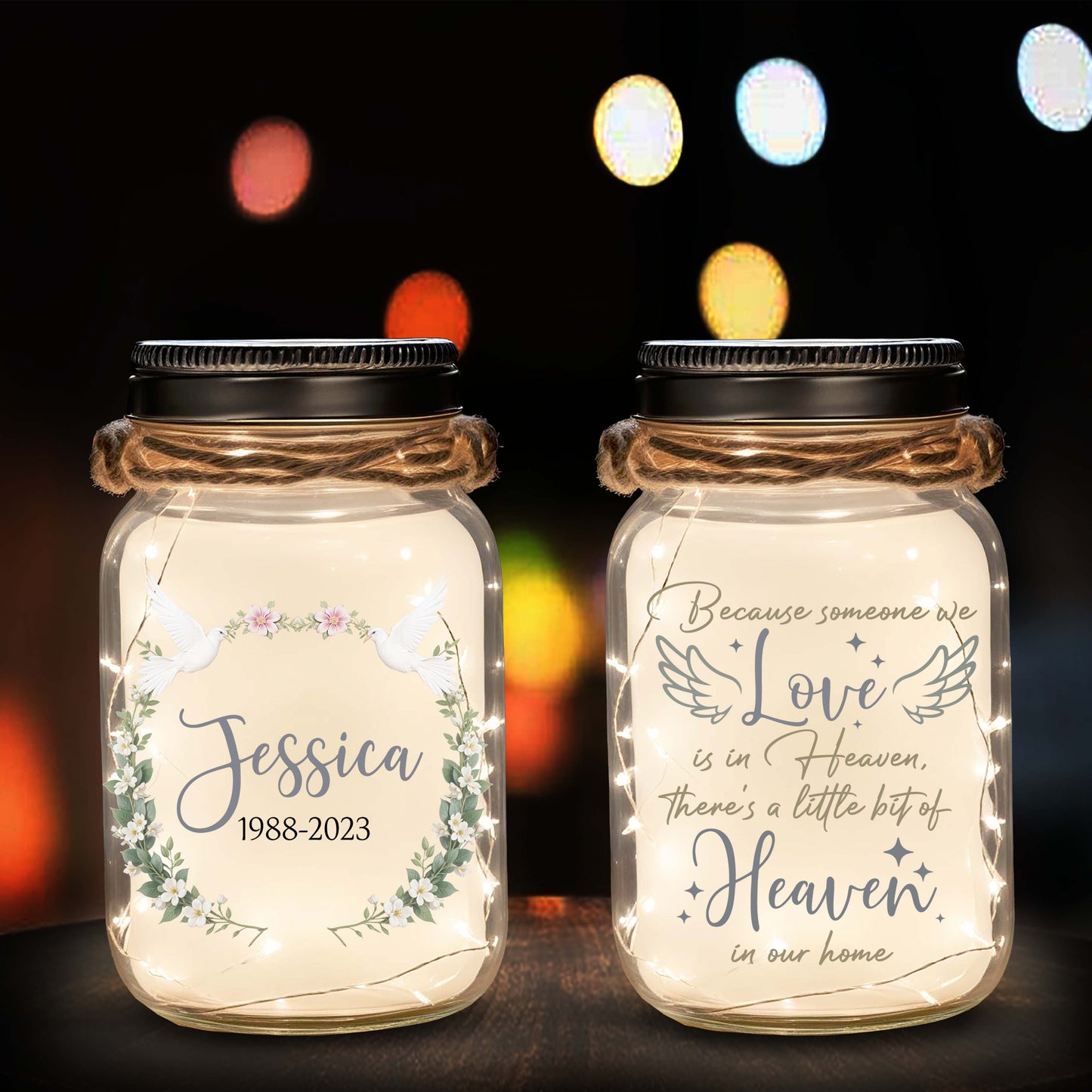 Love is in Heaven - Personalized Custom Mason Jar Light - FM070_JARL