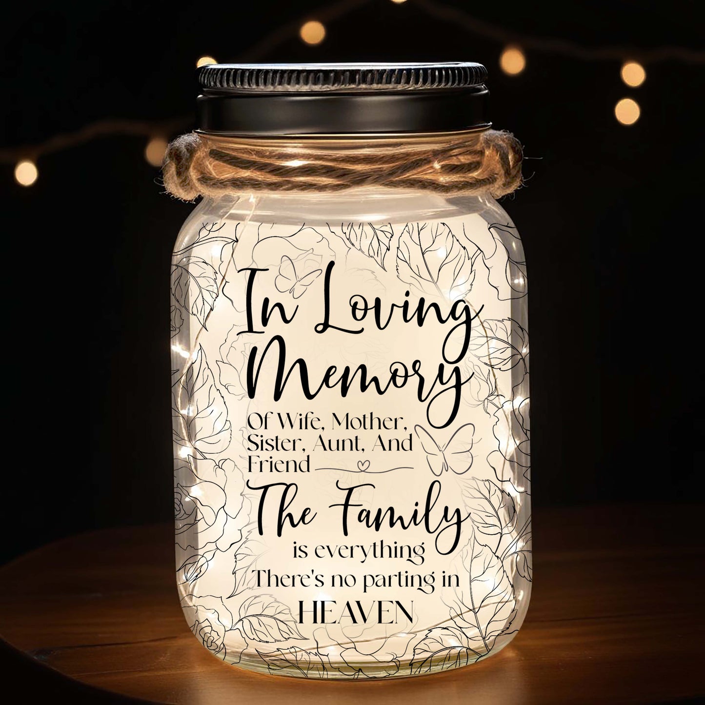 There's No Parting In Heaven - Personalized Custom Mason Jar Light - FM071_JARL