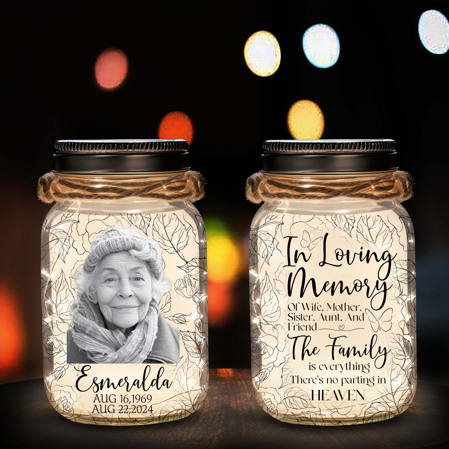 There's No Parting In Heaven - Personalized Custom Mason Jar Light - FM071_JARL