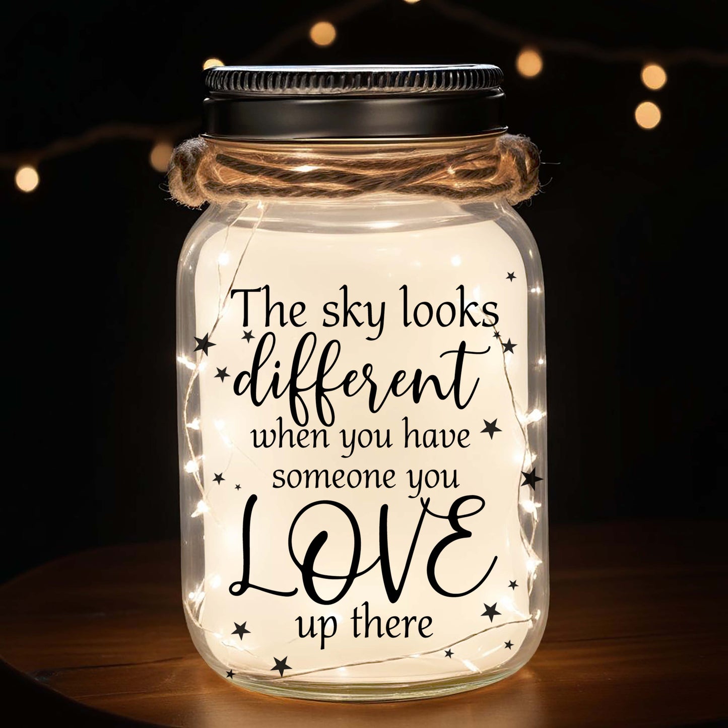 The Sky Looks Different When You Have Someone You LOVE Up There - Personalized Custom Mason Jar Light - FM072_JARL