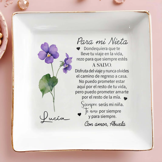 Para Mi Nieta - Personalized Custom Jewelry Dish - FM077_SCRD