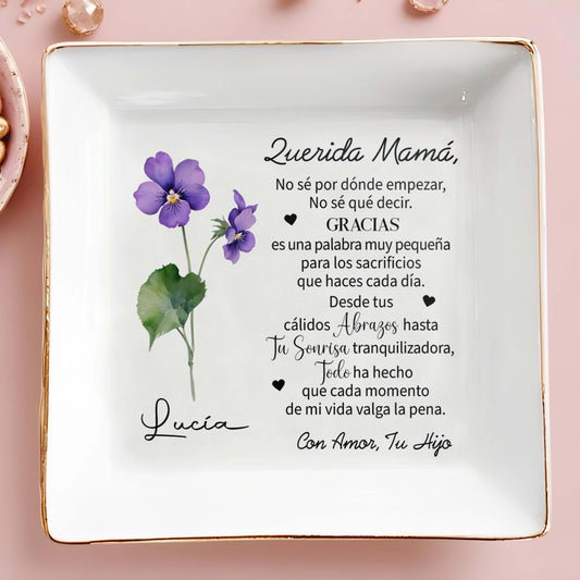 Querida Mamá - Personalized Custom Jewelry Dish - FM082_SCRD