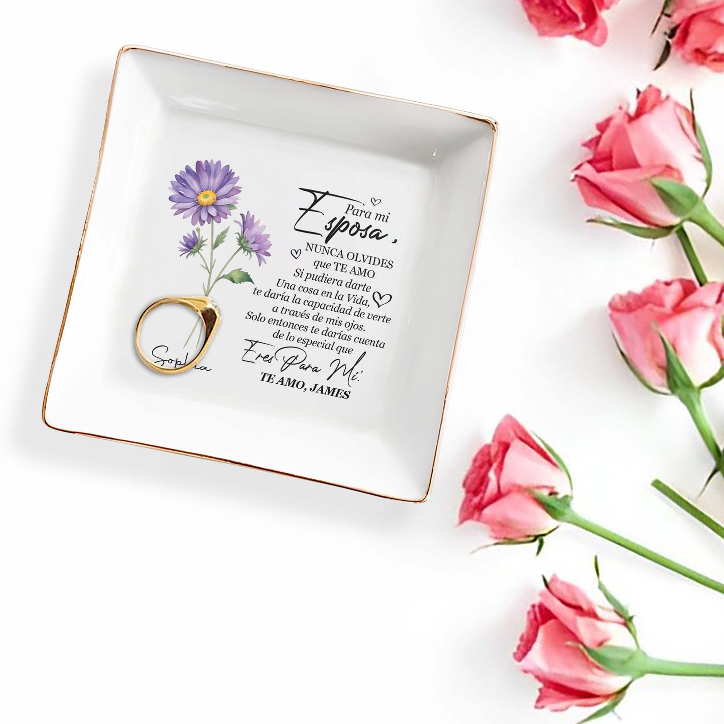 Para mi Esposa - Personalized Custom Jewelry Dish - FM088_SCRD