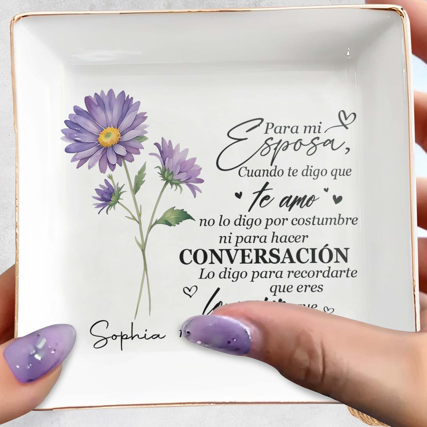 Para Mi Esposa - Personalized Custom Jewelry Dish - FM091_SCRD