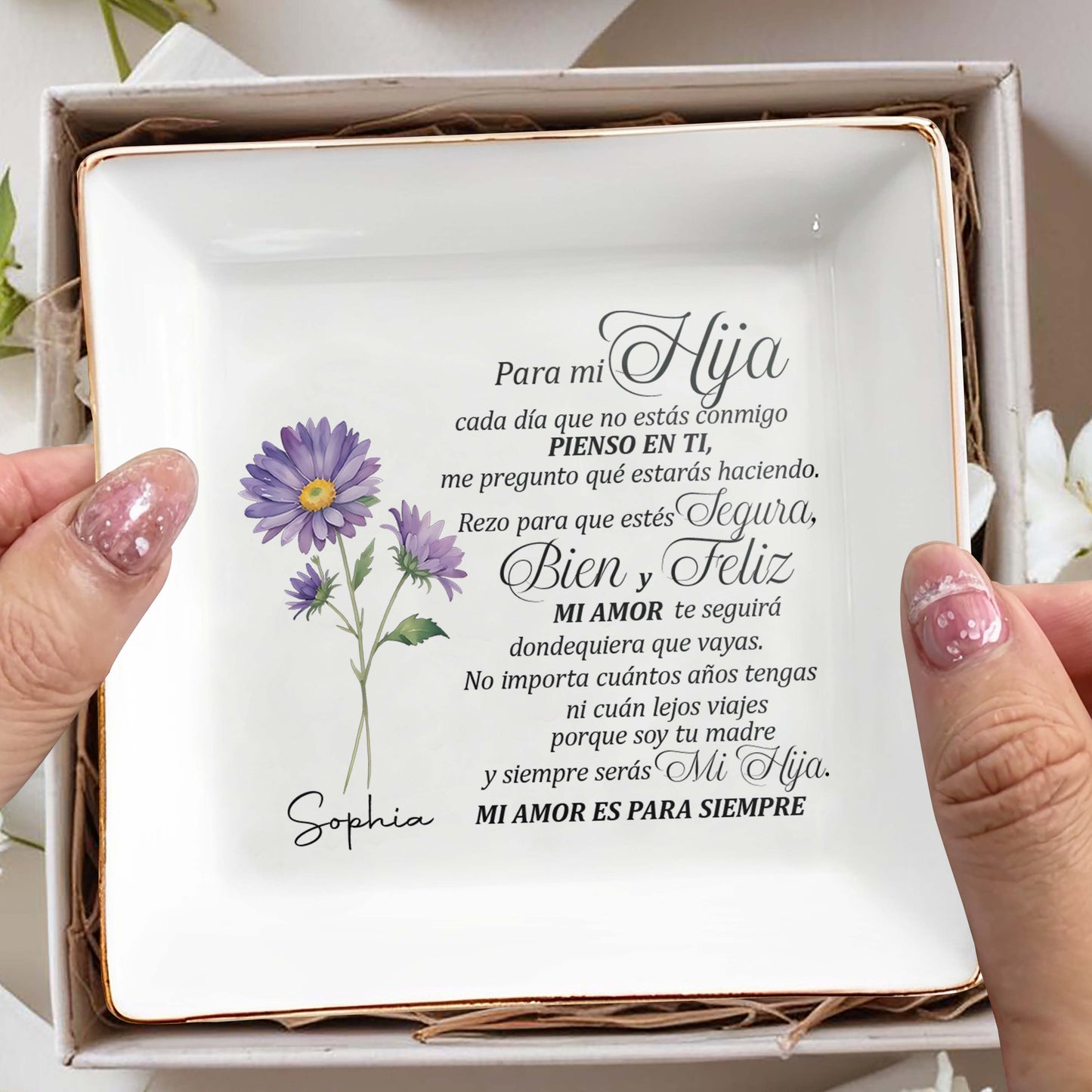 Para Mi Hija - Personalized Custom Jewelry Dish - FM095_SCRD