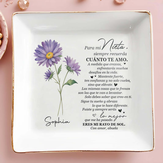 Para Mi Nieta - Personalized Custom Jewelry Dish - FM098_SCRD