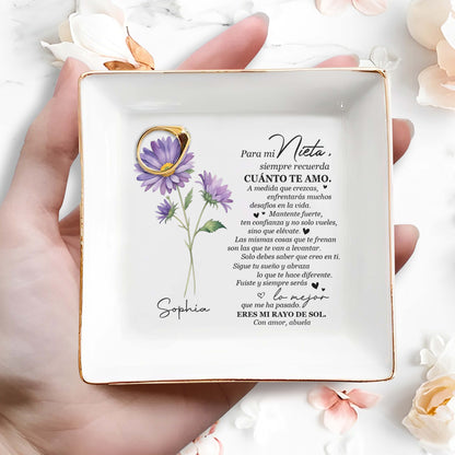 Para Mi Nieta - Personalized Custom Jewelry Dish - FM098_SCRD