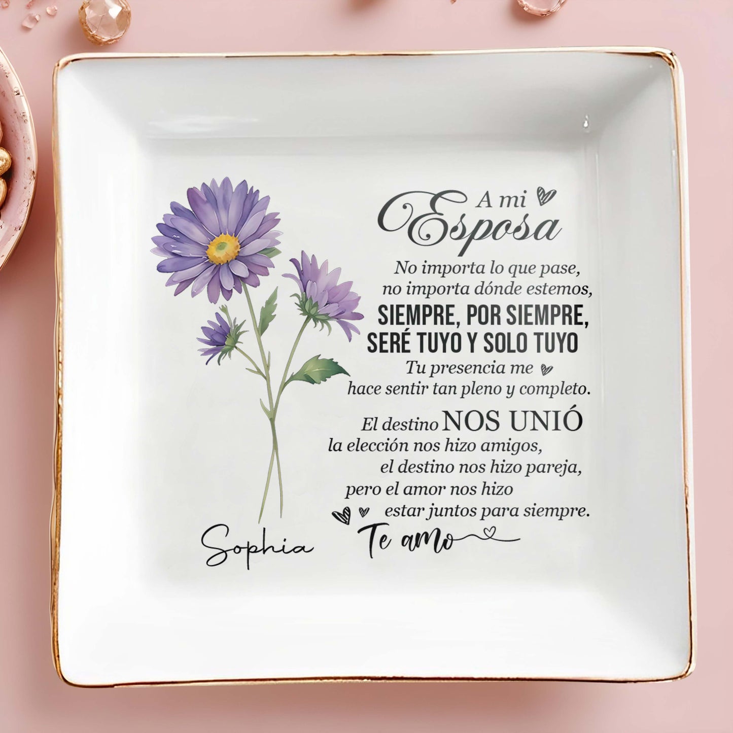 A Mi Esposa - Personalized Custom Jewelry Dish - FM102_SCRD