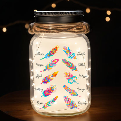 Feathers Are Reminders - Personalized Custom Mason Jar Light - FM103_JARL