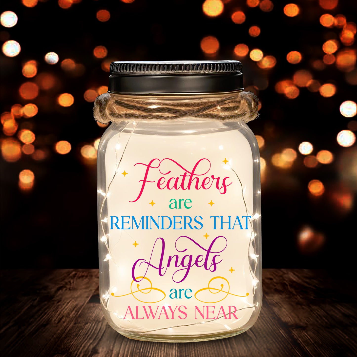 Feathers Are Reminders - Personalized Custom Mason Jar Light - FM103_JARL