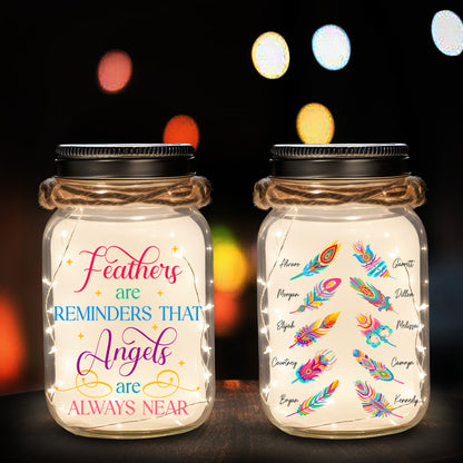 Feathers Are Reminders - Personalized Custom Mason Jar Light - FM103_JARL