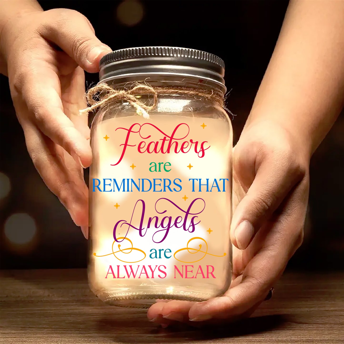 Feathers Are Reminders - Personalized Custom Mason Jar Light - FM103_JARL