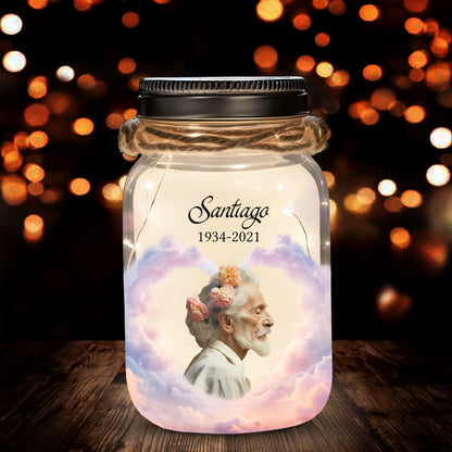 A Big Piece Of My Heart Lives In Heaven - Personalized Custom Mason Jar Light - FM106_JARL