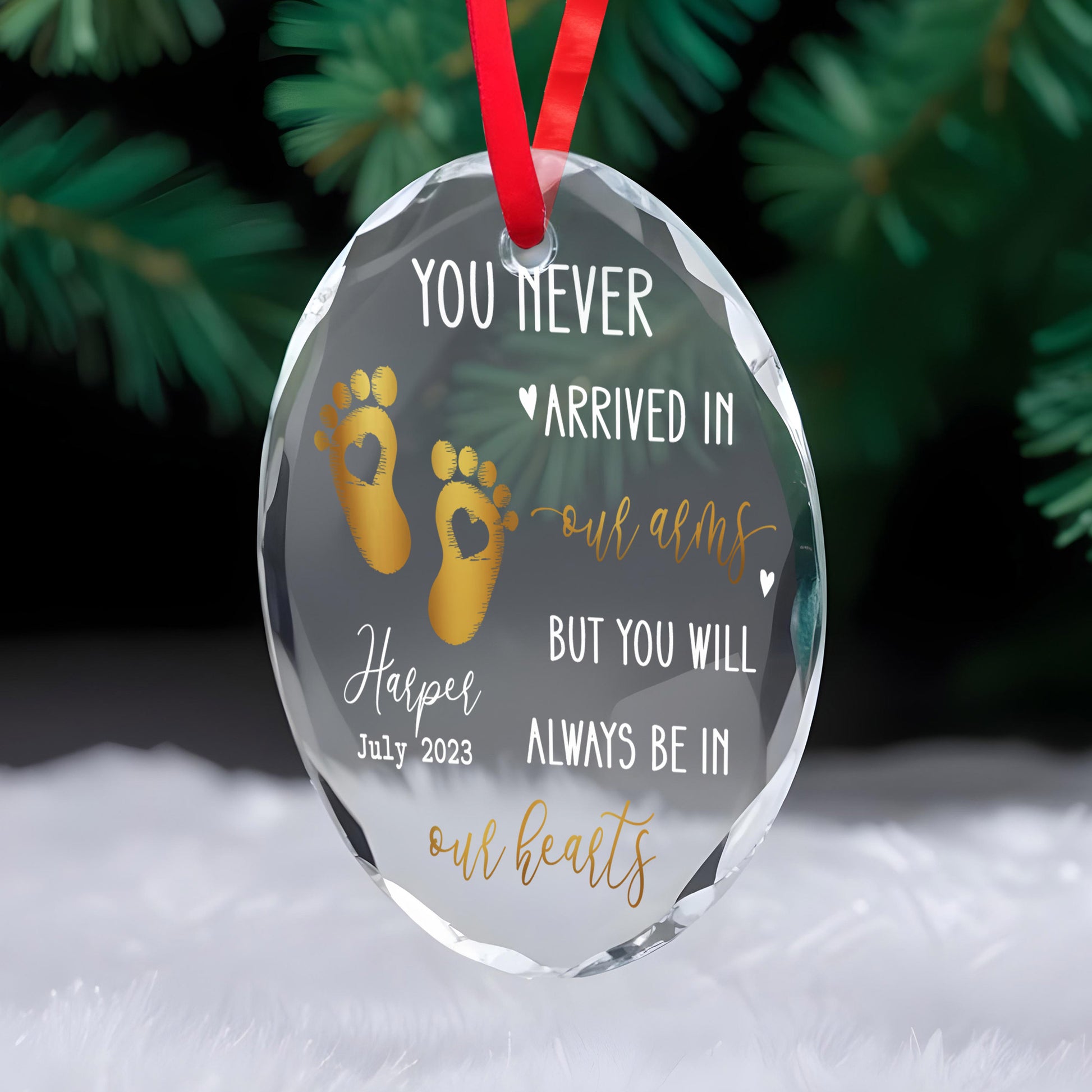 Always In Our Hearts Memorial Glass Ornament