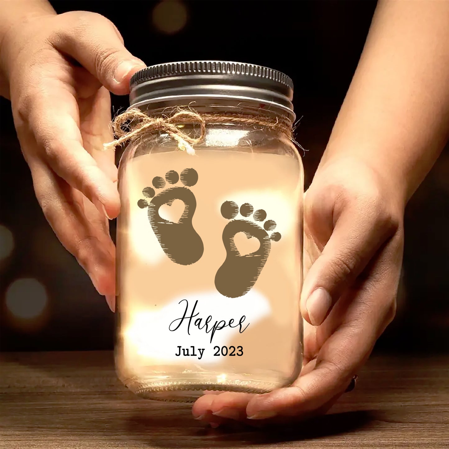 You Never Arrived In Our Arms, But You Will Always Be In Our Hearts - Personalized Custom Mason Jar Light - FM114_JARL