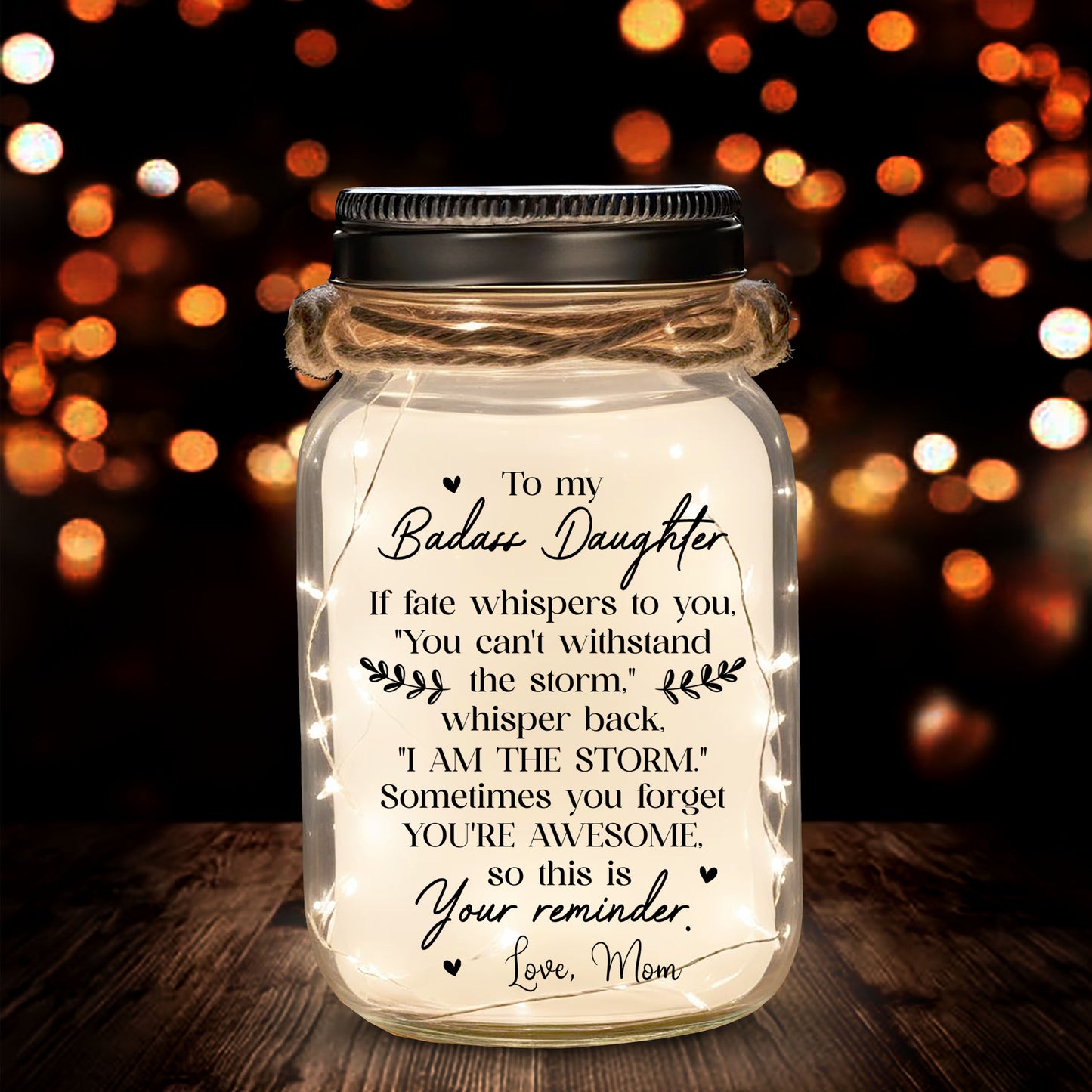 To My Badass Daughter - Personalized Custom Mason Jar Light - FM116_JARL