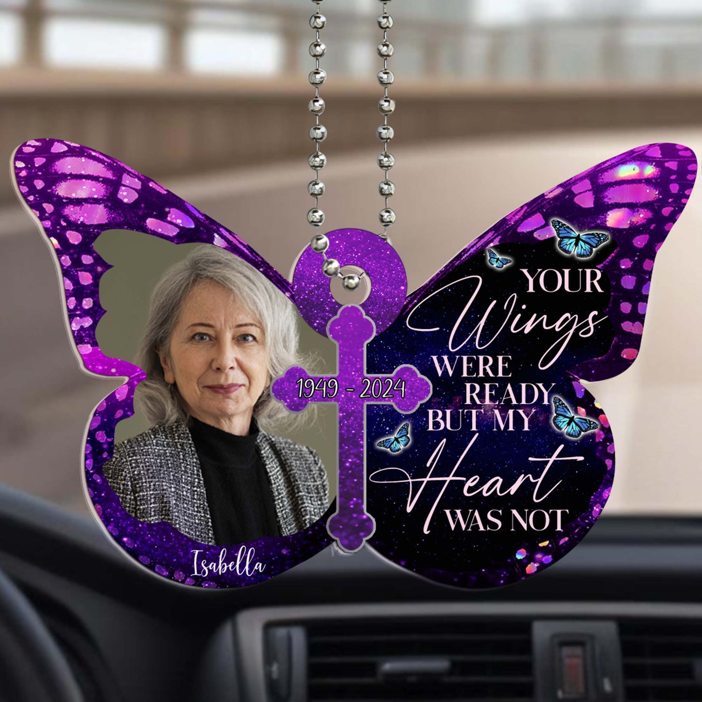 Your Wings Were Ready But My Heart Was Not - Personalized Custom Acrylic Ornament, Car Ornament - FM121_HGO