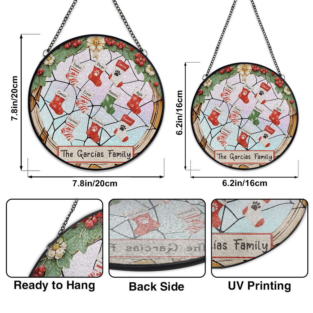 Christmas Paw Prints Suncatcher For Family