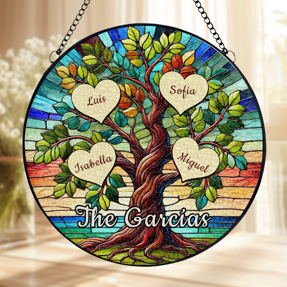 Cherish The Roots Of Our Family Tree - Personalized Custom Window Hanging Suncatcher - FM127_RSUN