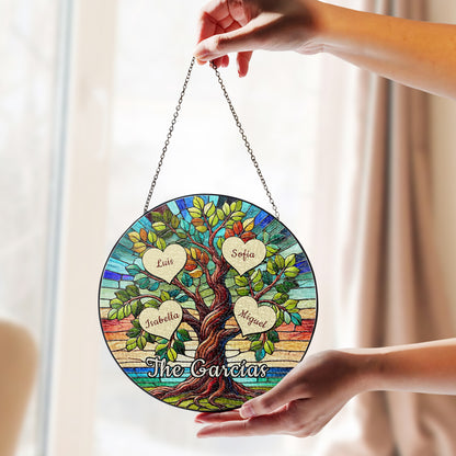 Cherish The Roots Of Our Family Tree - Personalized Custom Window Hanging Suncatcher - FM127_RSUN