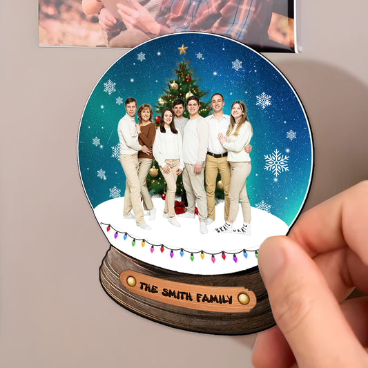 Customizable Family Christmas Magnet With Photo - Personalized Custom Fridge Magnet - FM131_MAGN