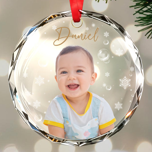 Joy And Love During This Festive Season - Personalized Custom Circle Glass Ornament - FM135_CGOR