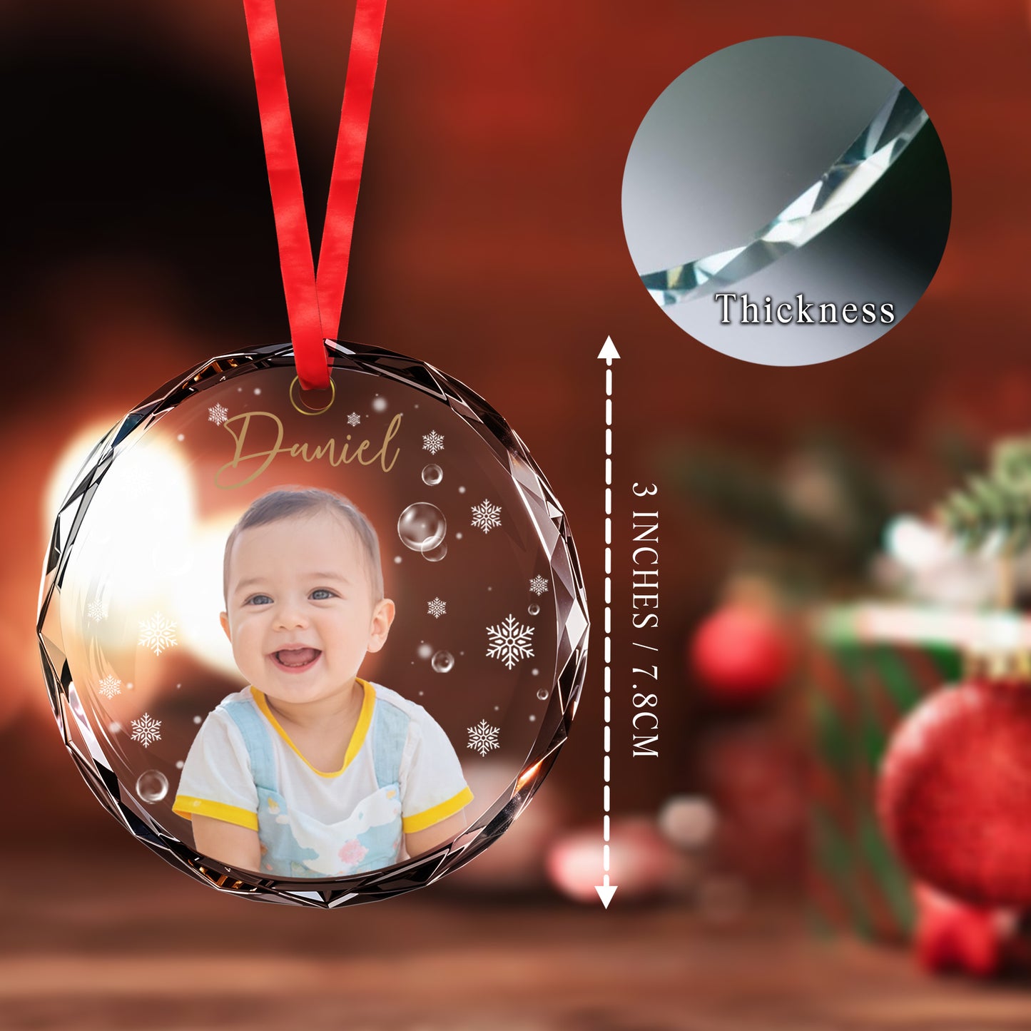 Joy And Love During This Festive Season - Personalized Custom Circle Glass Ornament - FM135_CGOR